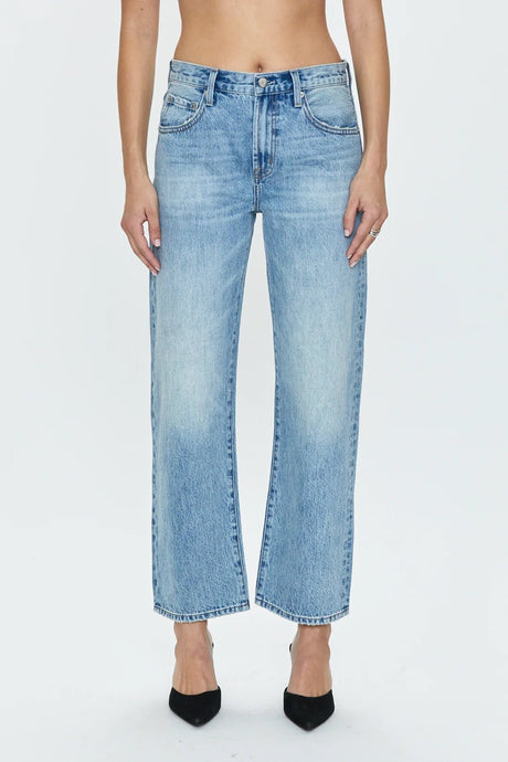 Lexi Mid Rise Bowed Straight Jeans in Bowie - Kirk and VessPistola