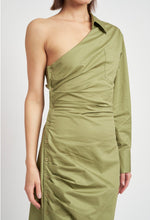 Load image into Gallery viewer, Light Olive One Shoulder Dress - Kirk and VessEn Saison
