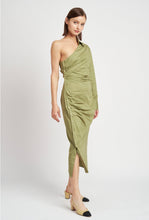 Load image into Gallery viewer, Light Olive One Shoulder Dress - Kirk and VessEn Saison
