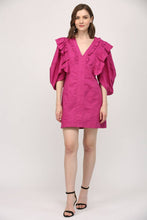 Load image into Gallery viewer, LINEN BLEND RUFFLE DETAIL V - NECK DRESS FD80006 - Kirk and VessFATE
