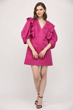 Load image into Gallery viewer, LINEN BLEND RUFFLE DETAIL V - NECK DRESS FD80006 - Kirk and VessFATE
