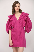 Load image into Gallery viewer, LINEN BLEND RUFFLE DETAIL V - NECK DRESS FD80006 - Kirk and VessFATE
