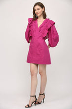 Load image into Gallery viewer, LINEN BLEND RUFFLE DETAIL V - NECK DRESS FD80006 - Kirk and VessFATE
