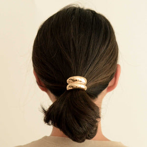 Mini Metal Double Cuff Hair Tie | Gold - Kirk and Vessnar'sha