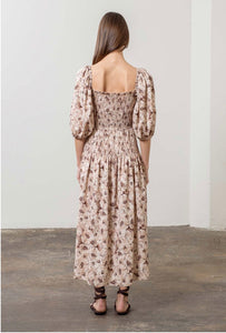 Neutral Flowers Midi Dress - Kirk and VessMoon River