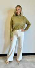 Load image into Gallery viewer, Olive Raw Seam Sweater - Kirk and VessDeluc
