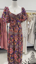 Load and play video in Gallery viewer, Farm Rio Bright Flora Brown Short Sleeve Maxi Dress
