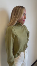 Load and play video in Gallery viewer, Olive Raw Seam Sweater
