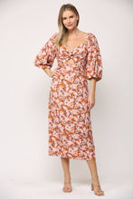 Load image into Gallery viewer, PRINT LINEN BLEND CUT OUT DETAIL PUFF SLV MIDI DRESS FD1250 - Kirk and VessFATE
