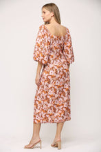 Load image into Gallery viewer, PRINT LINEN BLEND CUT OUT DETAIL PUFF SLV MIDI DRESS FD1250 - Kirk and VessFATE
