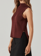 Load image into Gallery viewer, Ribbed Mock Neck Sleeveless Sweater - Mulberry - Kirk and VessASTR THE LABEL
