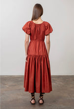 Load image into Gallery viewer, Rust Puff Sleeve Midi Dress - Kirk and VessMoon River
