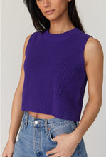 Load image into Gallery viewer, Sleeveless Open Knit Sweater Oatmeal Royal Purple - Kirk and VessFrench Connection
