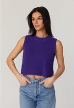 Load image into Gallery viewer, Sleeveless Open Knit Sweater Oatmeal Royal Purple - Kirk and VessFrench Connection
