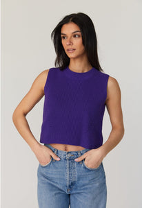 Sleeveless Open Knit Sweater Oatmeal Royal Purple - Kirk and VessFrench Connection