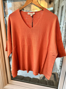 Soft Orange V Neck Sweater - Kirk and VessUnder $100