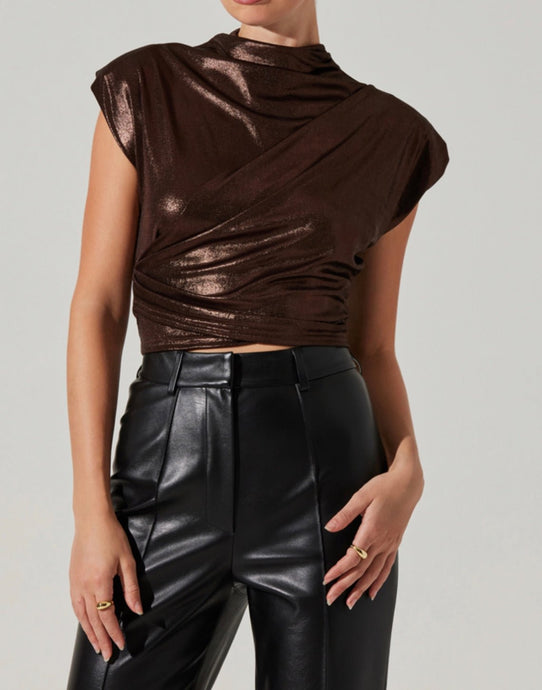 Solange Metallic Mock Neck Top - Kirk and VessASTR THE LABEL