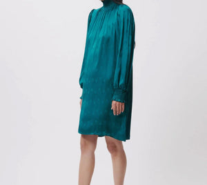 Sophie Turquoise Satin Dress - Kirk and VessFrnch