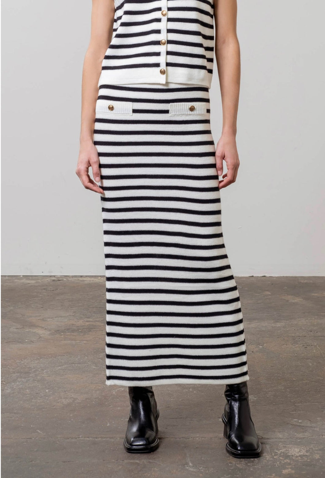 Striped Knit Sweater Midi Skirt - Kirk and VessMoon River