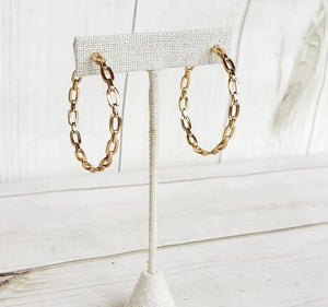 Chain Link Hoops in Polished Gold