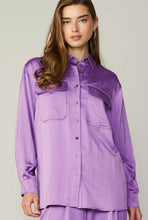 Load image into Gallery viewer, Lilac Pocket Front Satin Blouse
